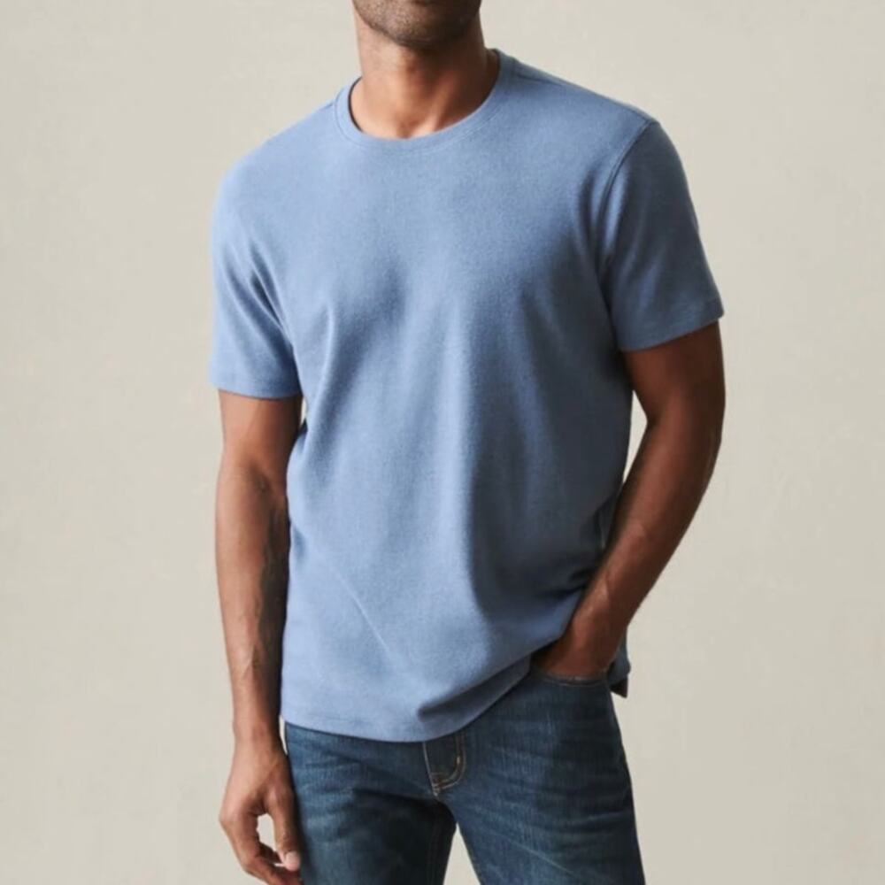American Giant Men's Brushed Crew Tee Moonlight Blue Heather Size Medium NWOT
